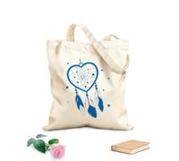 AILOONG Talisman amérindien attrape-rêves orné de cœurs et de plumes, symbole tribal de style bohème Sac en toile à fond renforcé tissu épais de 340g/m² Utilise comme sac cadeau