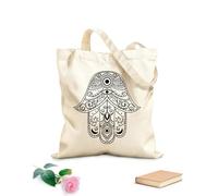 AILOONG Talisman de l'œil de Hamsa Main de Dieu Sac de courses en toile de coton tissu épais de 12 oz Utilise comme sac cadeau 25x30cm Petit