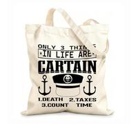 AILOONG une image avec une citation du film Captain et les mots « la vie est certaine » Sac cadeau pour bouteille de vin en toile tissu épais de 12 oz S'accorde avec les vêtements 35x40cm Grand