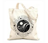 AILOONG yin yang céleste, soleil, lune, étoiles, minimaliste, reflétant l'équilibre et l'harmonie cosmiques Cabane à poignée plate tissu épais de 12 oz Remplace le cartable 31x36cm Moyen