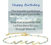 ailov Cadeau d'anniversaire pour femme, idée cadeau pour sœur, meilleure amie, belle-sœur, maman, fille, bijou inspirant pour la retraite, bracelet ondulé pour femme, One Size, Zircone cubique Zircone