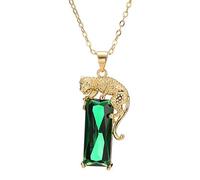 AILUOR 14K plaqué Or Vert Cristal Pendentif Leopard Collier, Hip Hop Punk Créé Emerald Panther Collier Bijoux Cadeaux pour Vert