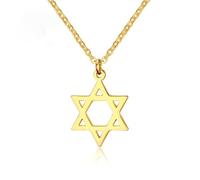 AILUOR 18K plaqué or Megan étoile de David pendentif colliers, six pointes Megan Star juif israël bijoux pour femmes hommes bijoux Hip Hop (Or)