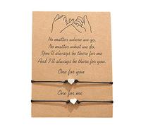 AILUOR 2 pièces tournesol Pinky promesse bracelets d'amitié meilleur ami cadeaux d'anniversaire correspondant Bracelet longue distance pour Couple soeur petit ami petite amie (Cœur)