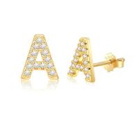 AILUOR Boucles d'oreilles initiales pour femmes, Boucles d'oreilles lettres en argent sterling plaqué or 14K Boucles d'oreilles alphabet Cadeaux d'anniversaire Bijoux initiaux (A-Or)