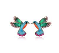 AILUOR Colibri Mignon Cristal émail Oiseaux Boucles d'oreilles, Oreille des Animaux en métal coloré Goujons Bijoux Déclaration pour Bleu