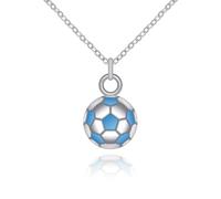 AILUOR Collier de pendentifs de football en 3D, Collier de football pour homme collier de football en acier inoxydable pendentifs de ballon collier de sport pour hommes cadeaux pour mari (Bleu)