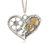 AILUOR Collier pendentif Steampunk, Punk Vintage Gothique Love Heart Owl Butterfly Bee Insect Chain Pendant Collier Sweater Bijoux pour femmes (Cœur)