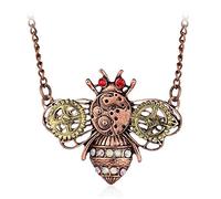 AILUOR Collier pendentif Steampunk, Punk Vintage Gothique Love Heart Owl Butterfly Bee Insect Chain Pendant Collier Sweater Bijoux pour femmes (Abeille)