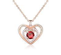 AILUOR Colliers de pierres de naissance pour femmes, collier à pendentifs amour infini Collier de cœur en cristal plaqué or rose Cadeaux d'anniversaire pour femme maman (Or rose-01-Jan)