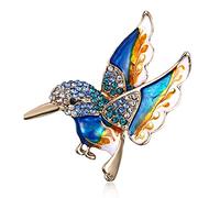 AILUOR Epingle à colibri, épingle à colibri en émail couleur or antique, épingle à colibri en cristal multicolore bijoux pour femmes cadeaux de Noël (bleu)