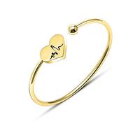AILUOR Infirmière Bracelet, Heartbeat Argent EKG réglable en Or Ouvert Manchette Coeur Bracelet pour Or
