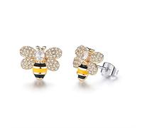 AILUOR plaqué or émail cristal abeille à miel Bumblebee boucles d'oreilles mignonne petite abeille mouche animaux Dangle boucles d'oreilles Costume bijoux pour femmes (Gold)
