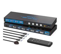 AILVLVNG 4K144Hz DisplayPort KVM Switch 4 Computers 1 Monitore 8K60Hz USB 3.0 KVM 4 Port Switches 4 PC teilen Sich einen Monitore und 4 USB Geräte wie Tastatur Maus Drucker