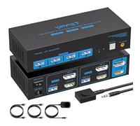 AILVLVNG HDMI Displayport KVM Switch 2 PC 2 Monitore 4K@60Hz USB 3.0 KVM-Switches für 2 PC teilen sich 2 Monitor und 4 USB 3.0-Anschlüsse, Inklusive 12V 1A Adapter und Desktop-Controller