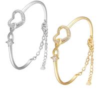 AILYFIRMO Always in My Heart - Bracelet cœur Infini, à ma Fille, Bracelet cœur d'amour Infini, Bracelet mère-Fille, Bracelet cœur en Zircon réglable, Cadeau pour Femme (Gold+Silver)