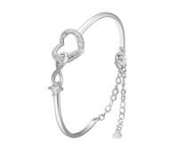 AILYFIRMO Always in My Heart - Bracelet cœur Infini, à ma Fille, Bracelet cœur d'amour Infini, Bracelet mère-Fille, Bracelet cœur en Zircon réglable, Cadeau pour Femme (Silver)