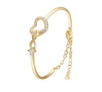 AILYFIRMO Always in My Heart - Bracelet cœur Infini, à ma Fille, Bracelet cœur d'amour Infini, Bracelet mère-Fille, Bracelet cœur en Zircon réglable, Cadeau pour Femme (Gold)