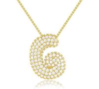 AILYFIRMO Collier de Lettres à Bulles, Collier de Lettres à Bulles pour Hommes/Femmes en Or, plaqué Or 14 carats, Collier de Lettres en zircone cubique pavé Exquis, Cadeau de Bijoux (G)