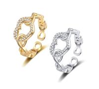 AILYFIRMO Toujours dans mon cœur - Bague cœur infini pour ma fille/mère, bague d'amour infini, bagues mère et fille, cadeau pour femme (Silver+Gold)