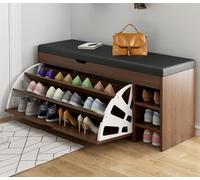 AILZCFX Armoire de Rangement pour Chaussures, Tabouret à Chaussures basculant en Forme de Seau, Organisateur de Support autoportant, Tabouret de Remplacement de Chaussures avec Coussin en Cuir, entr
