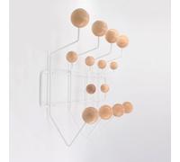 AILZCFX Patère Boule en Bois, Porte-Manteau avec 14 Crochets, Porte-Manteau Mural, Rail à Crochets avec Boules colorées, Porte-Manteau pour entrée, Couloir, Chambre à Coucher, Salle de Bain