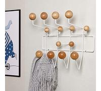 AILZCFX Porte-Manteau Mural | Porte-Manteau Suspendu pour entrée | Porte-Manteau Classique avec Boules de Noyer en Bois Massif Peint, Cintre de Couleur Bois pour Suspendre des Chapeaux, des serviett
