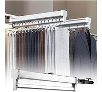 AILZCFX Tringle À Vêtements Extensible pour Placard Tringle Placard Coulissante avec 2 Rails Coulissants Réglable 35-80cm Rail,Support Organisateur idéal pour la Garde-Robe,80cm