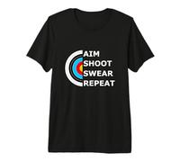 Aim Shoot Swear Repeat - Archery Target T-Shirt Haut de Gamme