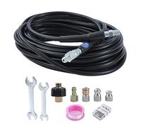 AIM Tools 15M Tuyau de Nettoyage Canalisation, 5800 PSI Kit de Nettoyage du Tuyau de Vidange du Nettoyeur Haute Pression, 1/4" NPT, Raccord M22 14 mm, Buse à Jet Et Buse à Jet Rotatif