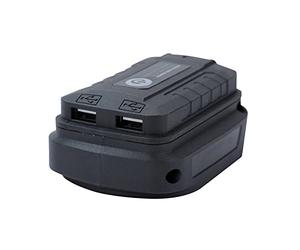 Aim Tools Adaptateur de Batterie Source d'alimentation Compatible avec Batterie Lithium-ION Makita 14,4V/18V/21V avec Lampe de Travail LED et Deux Ports USB Convertisseur de Chargeur