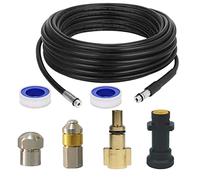 Aim Tools Tuyau de Nettoyage Haute Pression 15M 160Bar Déboucheur Canalisation Tuyau de Vidange avec Buse à Jet, Buse Rotatif et Adaptateurs pour Kärcher K2 K3 K4 K5 K6 K7 et Lavor