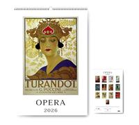 AIMA 2025 Agenda mural 35x50 cm - Calendrier mural spiralé 12 mois Opéra - Calendrier original avec Mini Carnet et Magnet en cadeau - Made in Italy