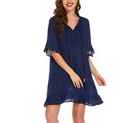 AI'MAGE Robe de Plage Femme V-Cou Bikini Mousseline de Soie Cache Maillot de Bain Bikini Cover Up Chemise de Plage Tricot Robe de Plage Dentelle