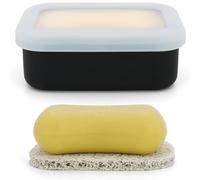 AIMAIAIMAI Boîte à savon anti-fuite améliorée en silicone compact avec tampon de drainage, étui pour barre de shampooing pour voyage, camping, salle de sport et dortoir (noir)