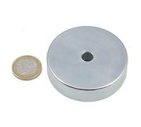 Aiman GZ. Aimant en néodyme de dimensions 6 cm de diamètre, 1,5 cm d'épaisseur, 1,5 cm de diamètre intérieur, 0,85 cm de perçage, dispose de 3 500 gauss, avec force de serrage de 55 kg et 304 g de