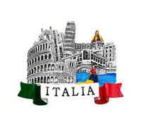 Aimant 3D décoratif pour réfrigérateur avec ville italienne de Rome, Florence, Milan, Venise, Pise, souvenir artistique en résine vintage, tricolore, idée cadeau, tableau magnétique pour maison