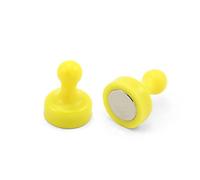 Aimant á Carrelage Jaune Haute Puissance pour Réfrigérateur, Bureau, Tableau Blanc, Tableau D'Affichage 19mm dia x 25mm de Haut - Pack de 2