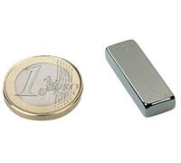 Aimant Bloc 30 x 10 x 5mm Néodyme N40, Nickelé - force 6,5 kg - 5 pièces