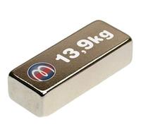 Aimant Bloc 40 x 12 x 10mm Néodyme N35, Nickelé - force 13,9 kg