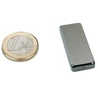 Aimant Bloc 40 x 15 x 3mm Néodyme N40, Nickelé - force 5,5 kg - 5 pièces