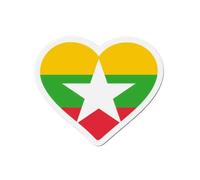 Aimant Coeur Drapeau Birmanie - Multicolore - 6 Cm - 50 Pièces - Résine Synthétique - Mixte