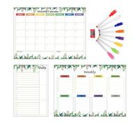 Aimant De Calendrier De Réfrigérateur - Calendrier Familial Magnétique Pour La Planification Ensemble De 3 Planificateurs Mensuels Avec Marqueurs Et Caoutchouc, Comité Organisationnel, Hebdomadaire
