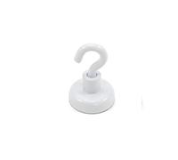 Aimant de Crochet Néodyme Peint Blanc Avec Crochet M4 Pour Réfrigérateur, Tableau Blanc, Tableau D'Affichage, Classeur Ou Bureau - 20mm de diamètre x 30,5mm de Haut - Put de 16,5kg - Pack de 20