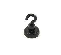 Aimant de Crochet Néodyme Peint Noir Avec Crochet M4 Pour Réfrigérateur, Tableau Blanc, Panneau D'Affichage, Classeur Ou Bureau - 20mm de diamètre x 30,5mm de Haut - Put de 16,5kg - Pack de 20