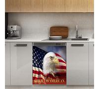 Aimant de lave-vaisselle avec drapeau américain - Motif oiseau rétro - 58,4 x 66 cm