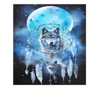 Aimant de lave-vaisselle avec plumes et loup - Imperméable - Autocollant magnétique pour réfrigérateur - Décoration d'intérieur - Décoration de cuisine - 58,4 x 66 cm