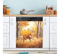 Aimant de lave-vaisselle en forme de cerf de Virginie pour porte avant, grand panneau décoratif en métal pour cuisine, lave-vaisselle, réfrigérateur, autocollant décoratif magnétique, 58 x 66 cm