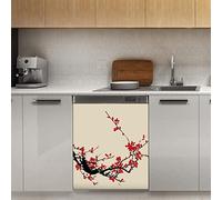 Aimant de lave-vaisselle en forme de fleur de cerisier et de sang - Décoration florale vintage - Pour réfrigérateur et cuisine - 58,4 x 66 cm