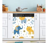 Aimant de lave-vaisselle imprimé animal pour porte avant, grand panneau décoratif en métal pour cuisine, lave-vaisselle, réfrigérateur, autocollant décoratif magnétique 58 x 66 cm